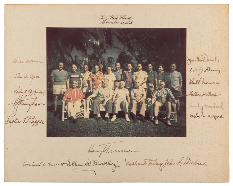  TRUMAN, Harry S. (1884-1972). Signed Group Photograph of Pr...
