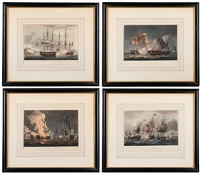 [PRINTS]. Four color aquatint engravings from Jenkins' “Nav...