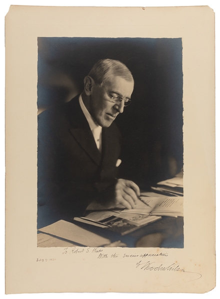  WILSON, Woodrow (1856-1924). Inscribed Photograph. July 7 -...