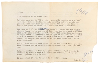  ELMAN, Dave (1900 - 1967). A Visit to Dave Elman Classrooms...