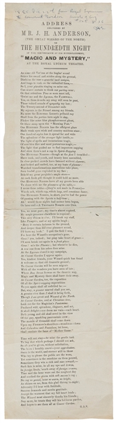  ANDERSON, John Henry (1814–74). Address Delivered by Mr. J....
