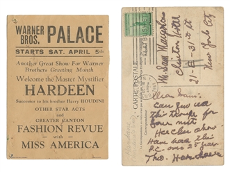  HARDEEN (Theo Weiss, 1876 – 1945). Two Pieces of Hardeen Ep...