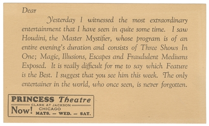  HOUDINI, Harry (Erik Weisz, 1874 – 1926). Houdini “Master M...