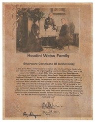  [HOUDINI] Houdini/Weiss Family Silverware. 1920s. Set of si...