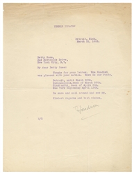  HOUDINI, Harry (Erik Weisz, 1874 – 1926). Typed Letter Sign...