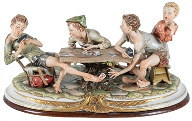 [GAMBLING – SCULPTURE] MERLI, Bruno (Italian, 20th century). The Cheaters. 