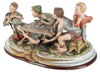 [GAMBLING – SCULPTURE] MERLI, Bruno (Italian, 20th century). The Cheaters. 