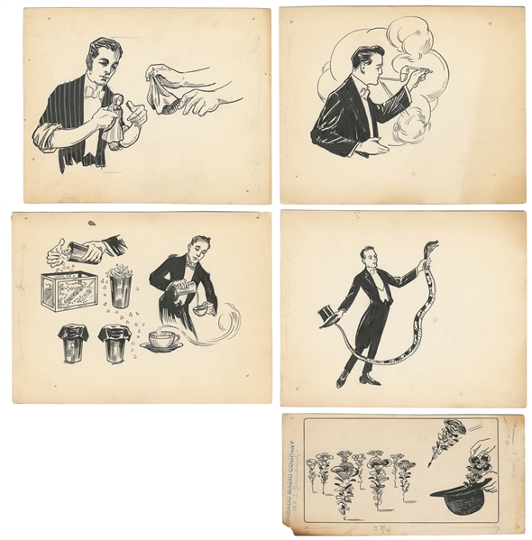  TARBELL, Harlan (1890 – 1960). Five Original Pen-and-Ink Dr...