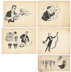  TARBELL, Harlan (1890 – 1960). Five Original Pen-and-Ink Dr...