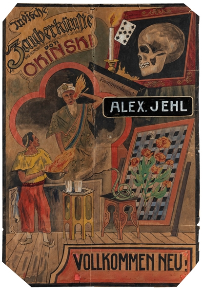  JEHL, Alex. Zauberkünste…Von Okinski. Circa 1920. Gouache a...