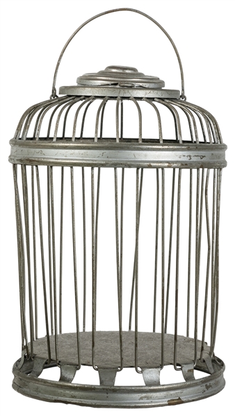  Production Cage. European, ca. 1910. Nickel-plated cylindri...