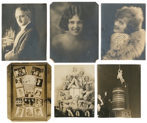  [MAGICANS – PHOTOGRAPHS] Six Photographs of Magicians and A...