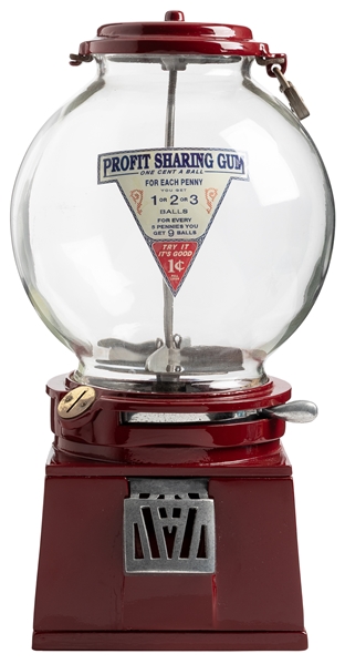  Ad-Lee Novelty Co. Model D 1 Cent Gumball Machine. Red cast...