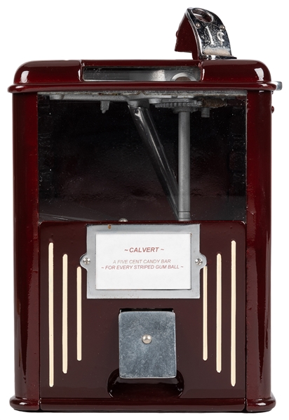  Calvert 1 Cent Gumball Vendor. Cast iron and aluminum machi...