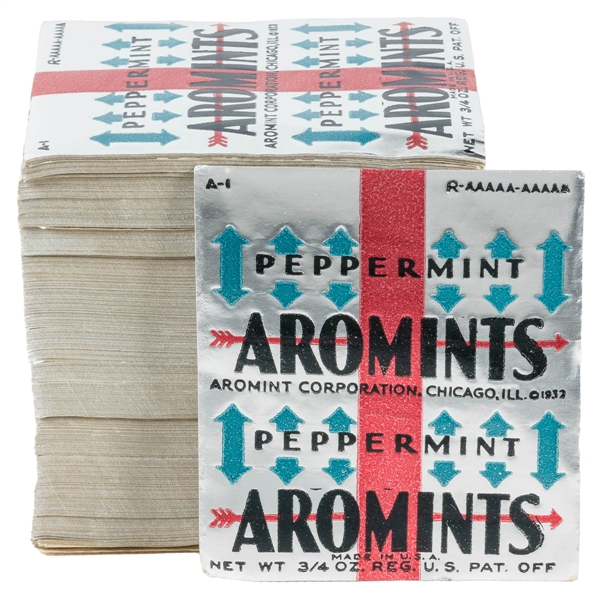  Aromints Peppermint Gum Wrappers Lot. Chicago: Aromint Corp...