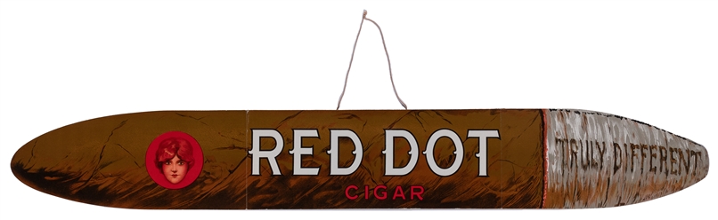  Red Dot Cigar Advertising Sign. Trifold cardboard cigar-sha...