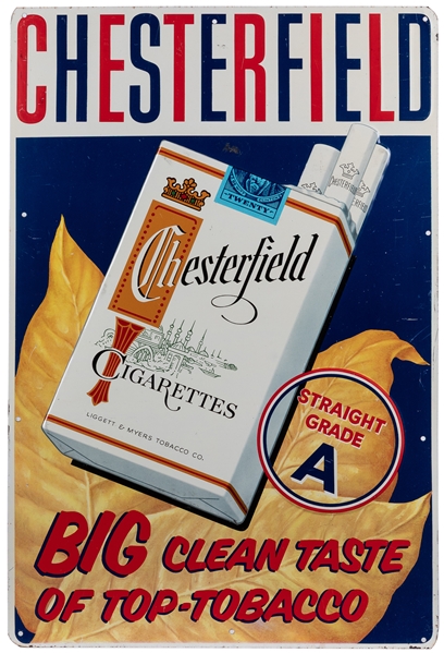  Chesterfield “Big Clean Taste of Top-Tobacco" Embossed Tin ...