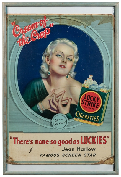  “Cream of the Crop" Lucky Strike Cigarettes Cardboard Adver...