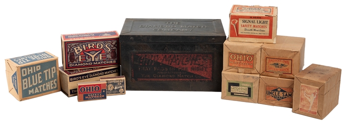  Group of Twelve Match Related Items. Circa mid-20th century...