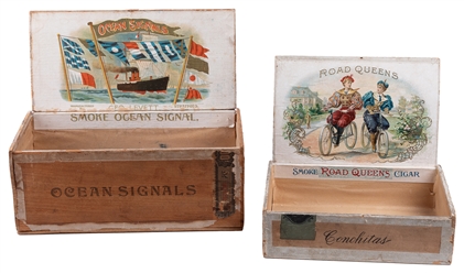  Pair of Cigar Boxes. Includes an Ocean Signals box with a l...