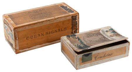  Pair of Cigar Boxes. Includes an Ocean Signals box with a l...