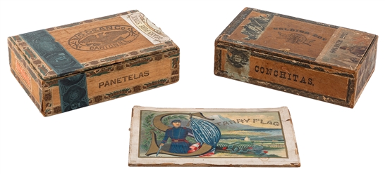  Pair of Cigar Boxes and a Cigar Box Lid. Including Soldier ...