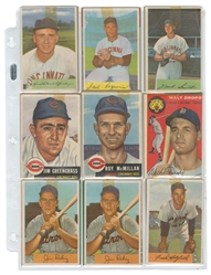  Binder of 1950s Topps and Bowman Baseball Cards. 117 cards,...