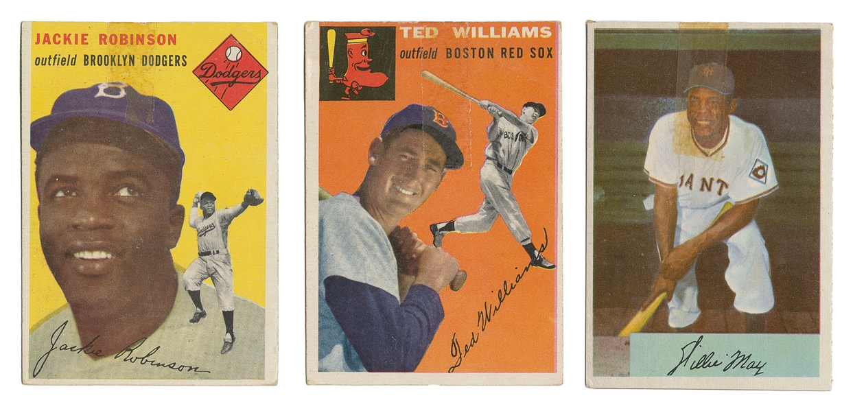  Trio of 1954 Ted Williams, Jackie Robinson, and Willie Mays...